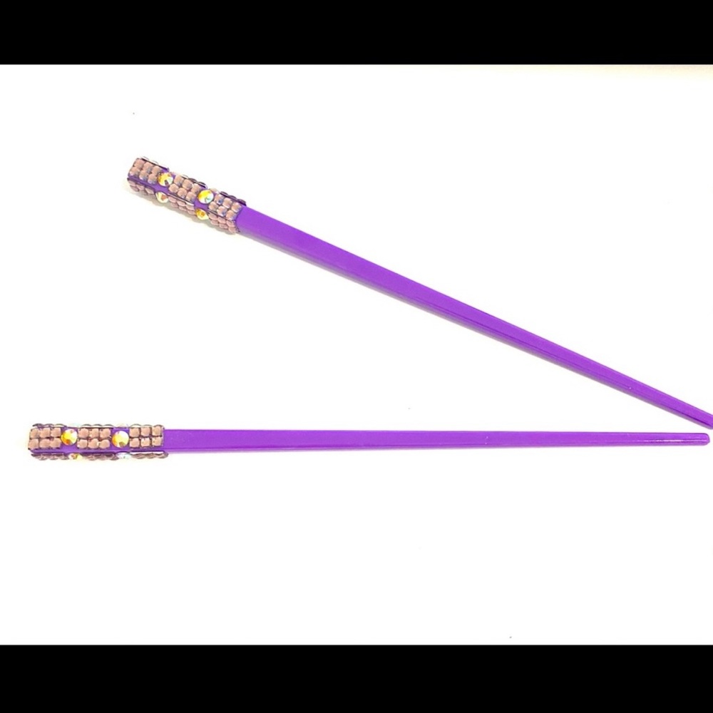 Purple Updo Hair Sticks Picks With Accents Set of 2